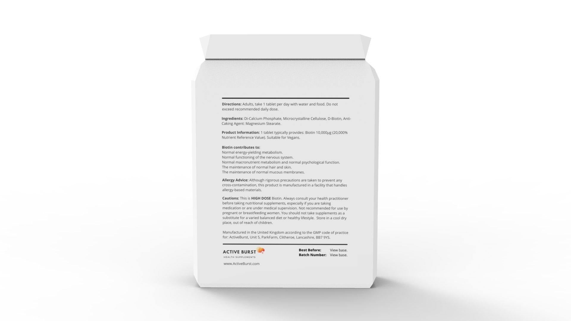 Providing our best yet Biotin 10000mcg 120 Capsules Supplement- Active Burst Best Health Supplement UK